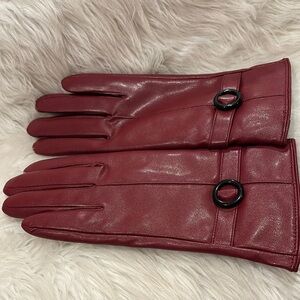 Wine Faux Leather Gloves/NWT